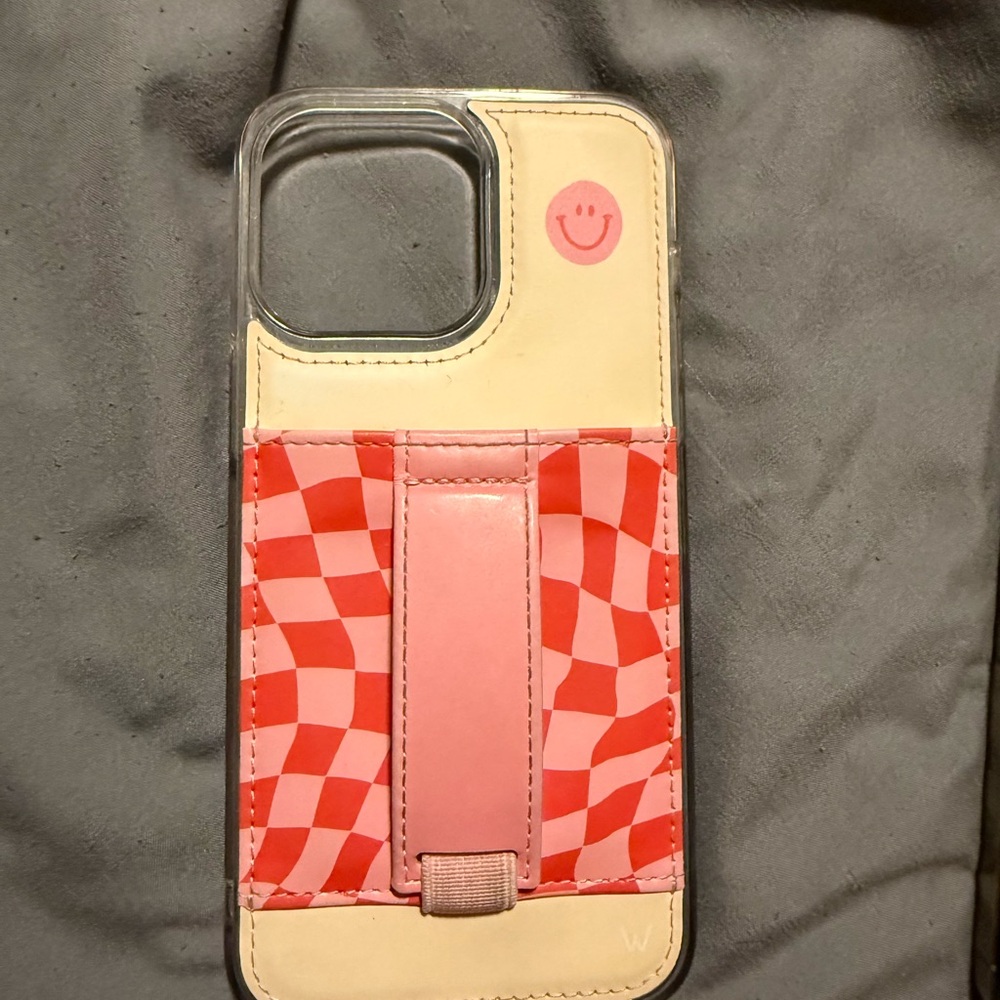 Pink and Cream Phone Case with Card Holder